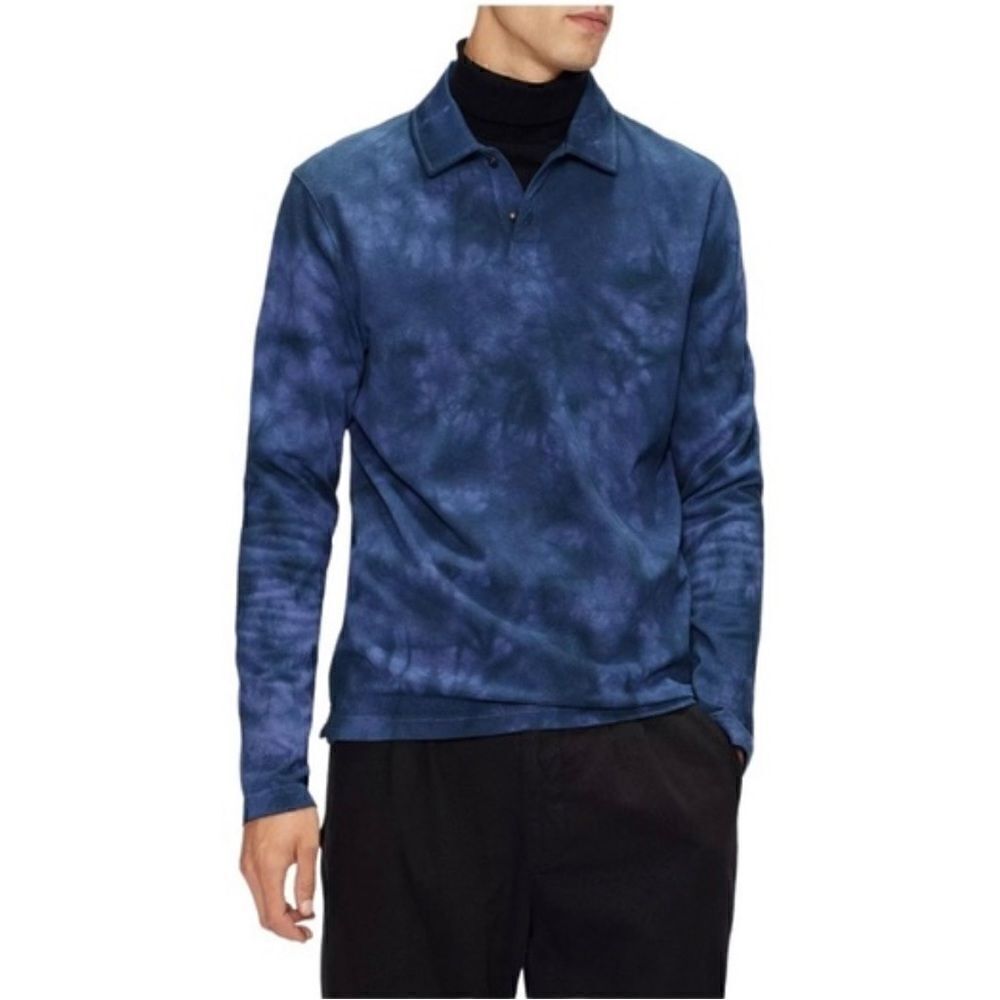 Ted Baker London Blue Tie Dye Men's
Long Sleeve Polo Shirt Navy Blue Size 7